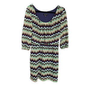 Jodi Kristopher Women's Chevron Multicolor Blouson Dress Size XL